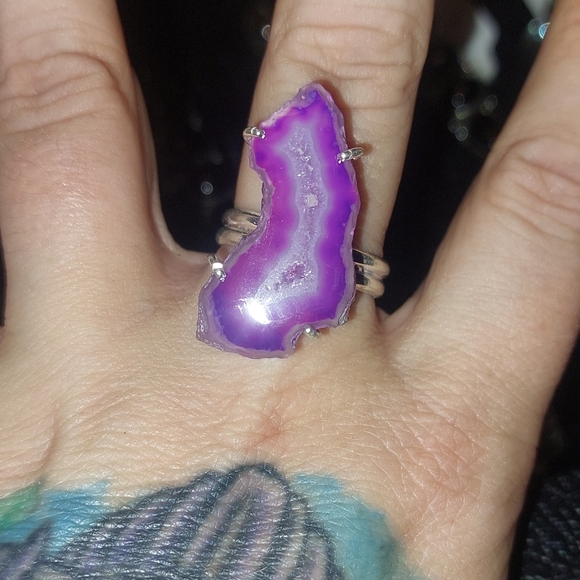 Solar Agate Druzy Ring Size 9.25 - Picture 4 of 8